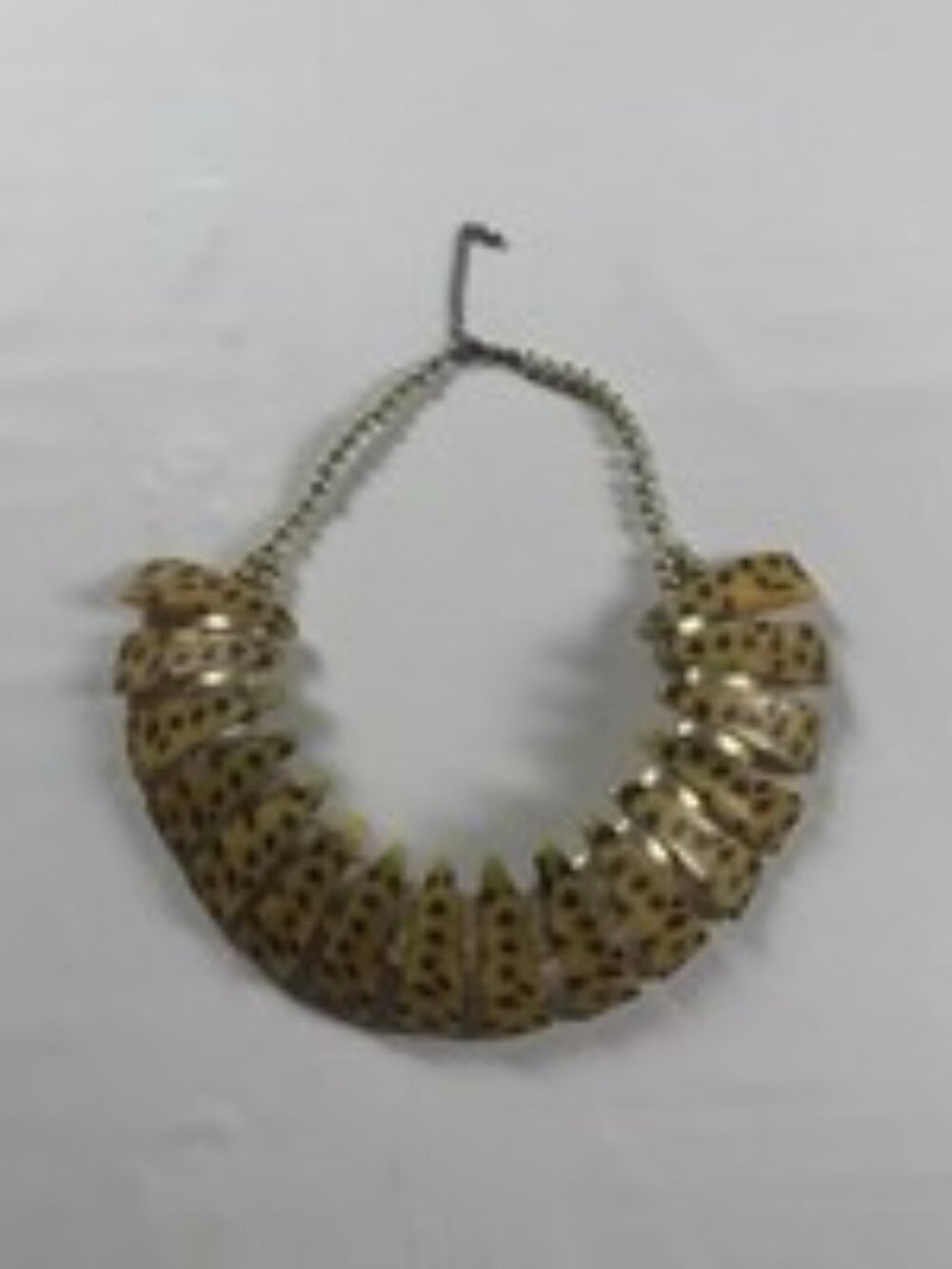 Vintage Tortoiseshell Resin Panel Choker Necklace Gold Tone Bead Statement GUC
